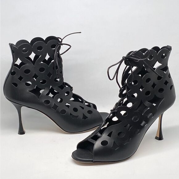 Manolo Blahnik Taralo 90MM Leather Booties size 41 - Picture 7 of 16